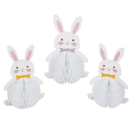 Bunny Shaped Honeycomb Centerpiece - Party Decor - 3 Pieces
