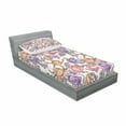thumbnail image 3 of Ambesonne Floral Fitted Sheet & Pillow Sham Set, Retro Flowers and Curls, Queen, Multicolor, 3 of 3