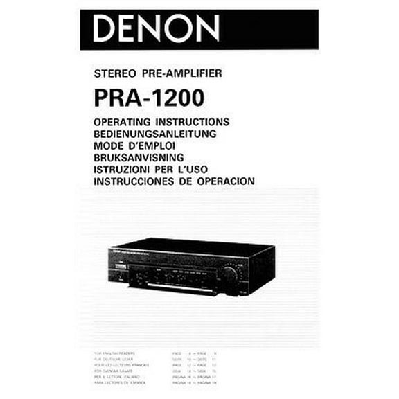 Instruction Manual ONLY for Denon PRA-1200 Amplifier Owners Manual REPRINT