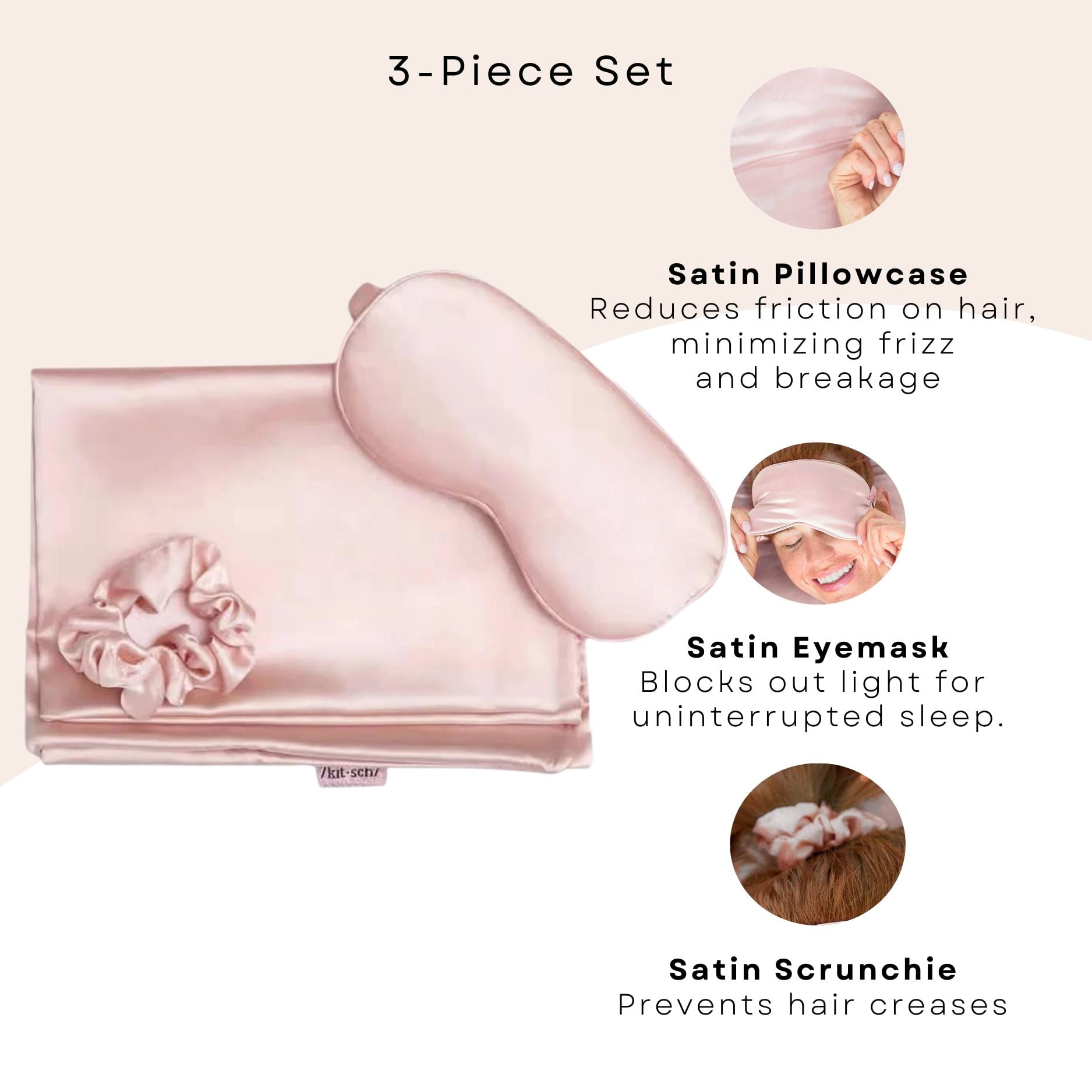 Kitsch Satin Sleep Set - 108 Thread Count, 3 Count, Pillowcases, Standard