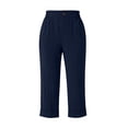 thumbnail image 5 of Only Moment Cruise Essentials 2026 Jute with Pockets High Waist Adjustable Knot Loose Casual Trousers Business Work Casual Pants Navy,L, 5 of 8