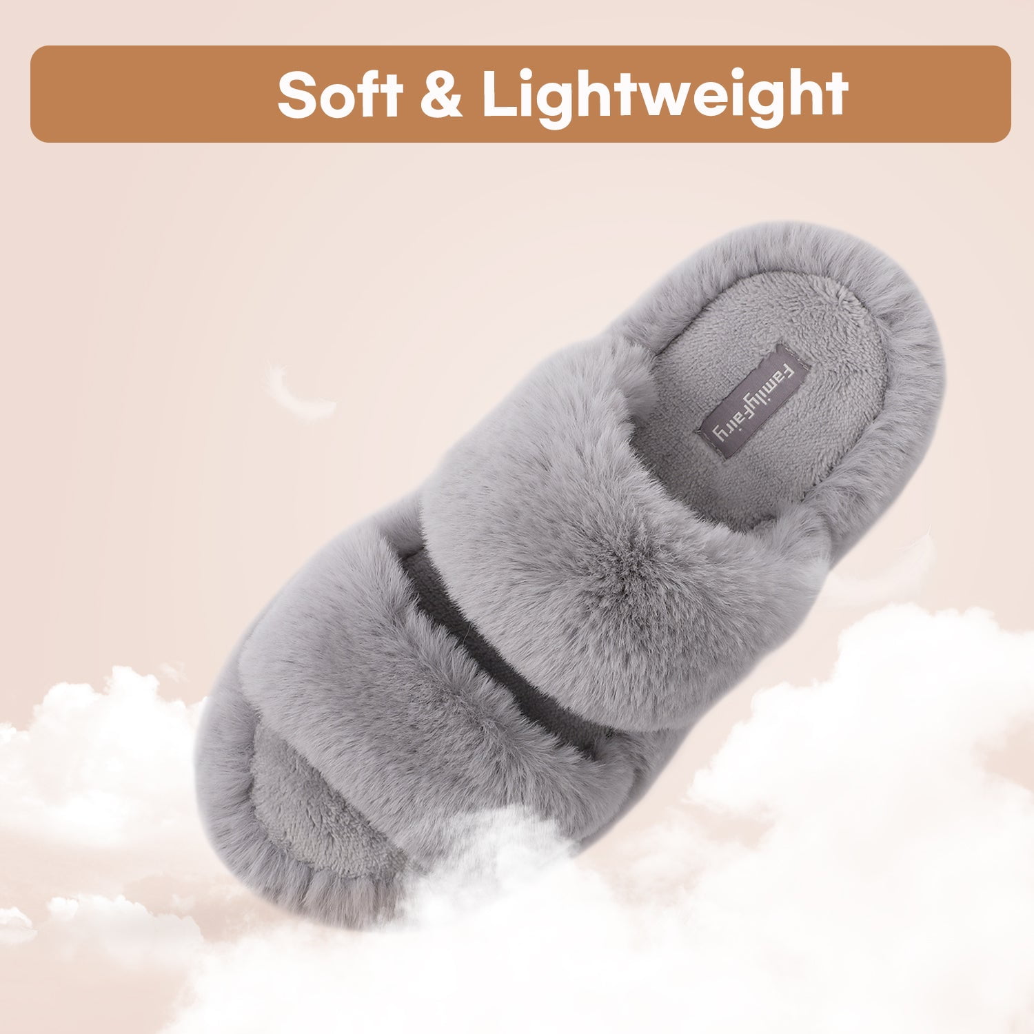 Fluffxfluff / Open Toe Fluffy Slippers / Crossover Band 
