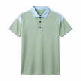 thumbnail image 3 of TKKCS Mens Color Block Performance Polo Shirts- Breathable Stretch Regular Fit Business Casual Summer Short Sleeve Polo Mint Green Size XL, 3 of 4