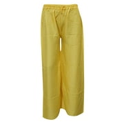 Mogul Women's Pajamas Wide Leg Solid Yellow Palazzo Pants