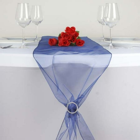 Blue Table Painting Efavormart 5PCS of Premium Organza Table Top Runner For Weddings Birthday Party Banquets Decor Fit Rectangle and Round Table ()