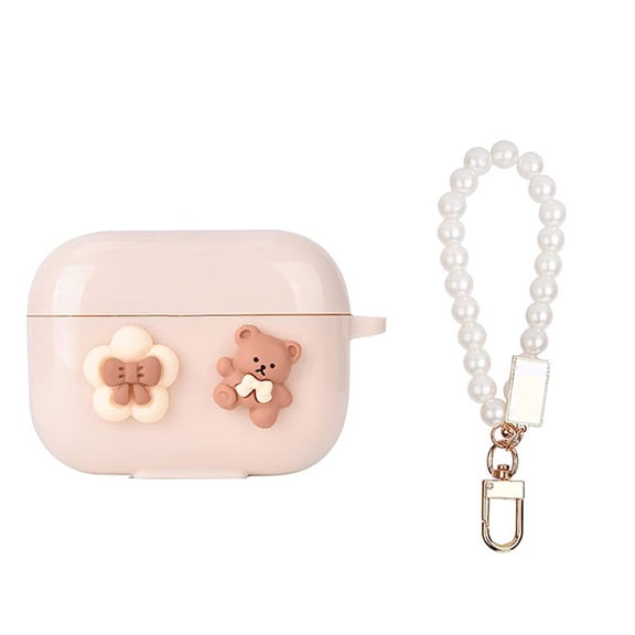 Soft Protective Case for 3 Wireless Earbuds 2025 Adorable Bear Shape AntiScratch Silicone Cover