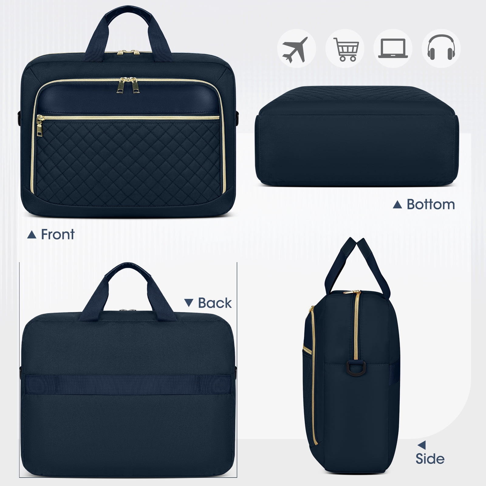 RAINSMORE Laptop Bag 17.3 Inch Laptop Briefcase for Women Men Waterproof Shoulder Messenger Bag Large Computer Bag for Business Office Work College,Dark Blue