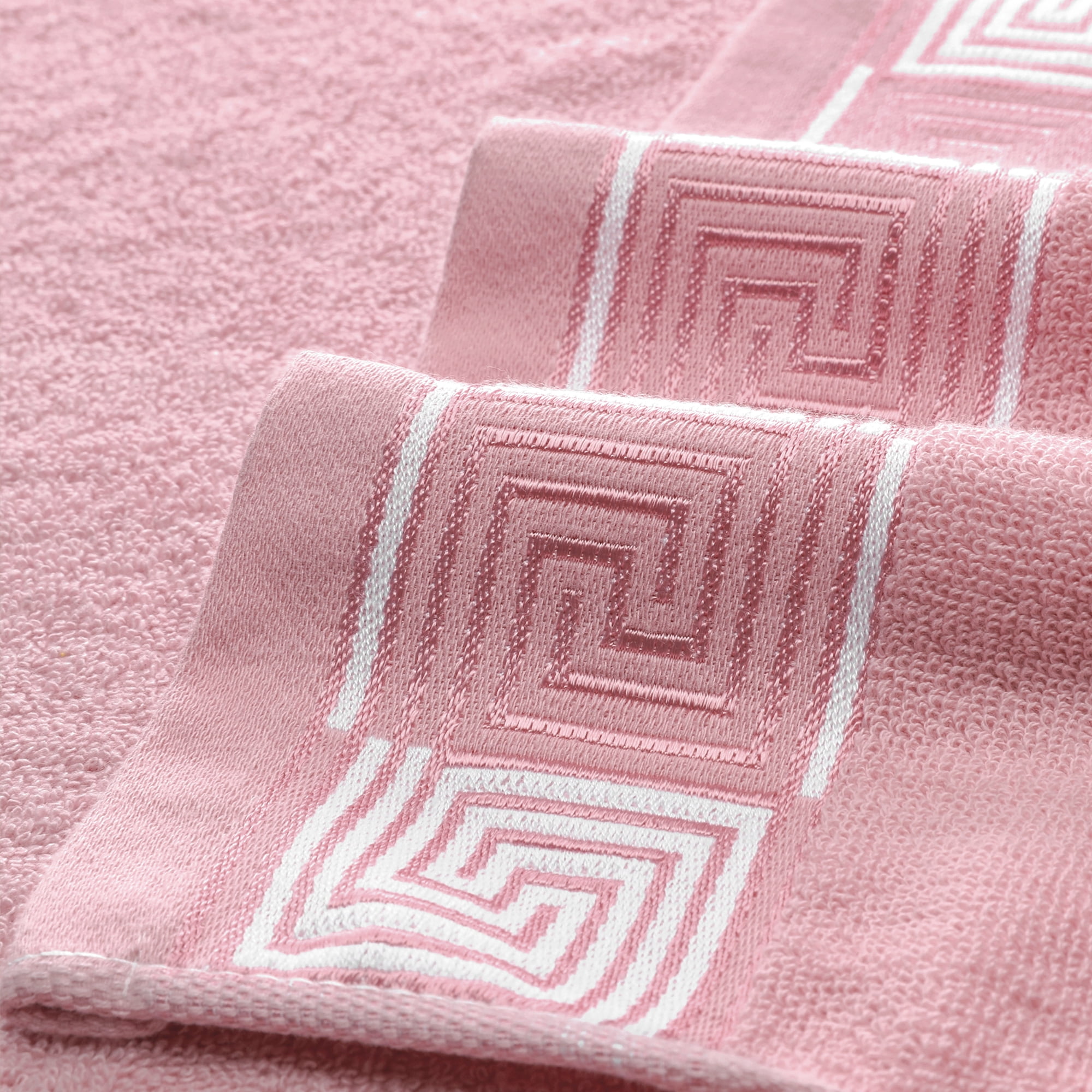 Unique Bargains 100% Cotton 2 Pack Solid Bath Towels Quick Dry and Absorbent Pink