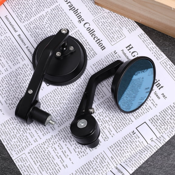 Pretyzoom Motorcycle Round Rear View Mirror 1 Pair Glass Rearview Mirrors Adjustable Angle Home Use