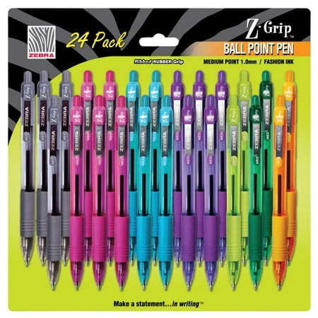 - Zebra 1496233 Z-Grip Retractable Ballpoint 1.0 mm Pen - Fashion - Set of 24