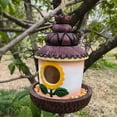 thumbnail image 4 of Hanging Bird Outdoor Garden Decoration Resin Birdhouse with Sunflower Theme for Backyard Feeding Hut and Tree, 4 of 6