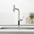 thumbnail image 4 of Lefton Pull-Out Waterfall Kitchen Faucet with Temperature Display, Two Water Outlet Modes, Single Hole, Brushed Nickel, KF2209-0, 4 of 8