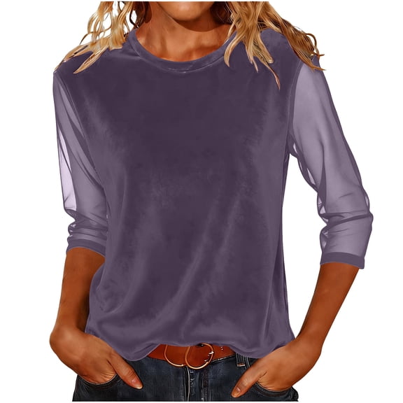 Blczomt Tops for Women Trendy Summer 2026 Purple Casual Tee Cute Blouses for Women,XXL