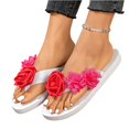 thumbnail image 3 of IEMIEMIEM Women's Platform Flip Flops Floral Wedge Sandals Comfortable Soft Cushion Slip on Summer Beach Vacation Thong Indoor Outdoor Walking Shoes White 6.5 Wide, 3 of 6