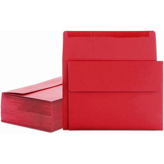Invitation Envelopes, 100-Pack 5x7 Envelopes, A7 Envelopes for Invitations, Red, 5 1/4 x 7 1/4 Inches