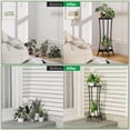 thumbnail image 5 of 30 Inch Tall Plant Stand Indoor, 2 Tier Wood Corner Plant Stand, Modern Round Plant Shelf Flower Stand for Living Room Patio Balcony Garden, Black, 5 of 7