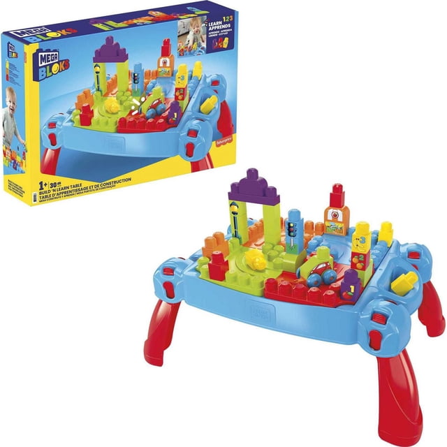 Mega Bloks First Builders Build 'n Learn Table- 30 Pieces