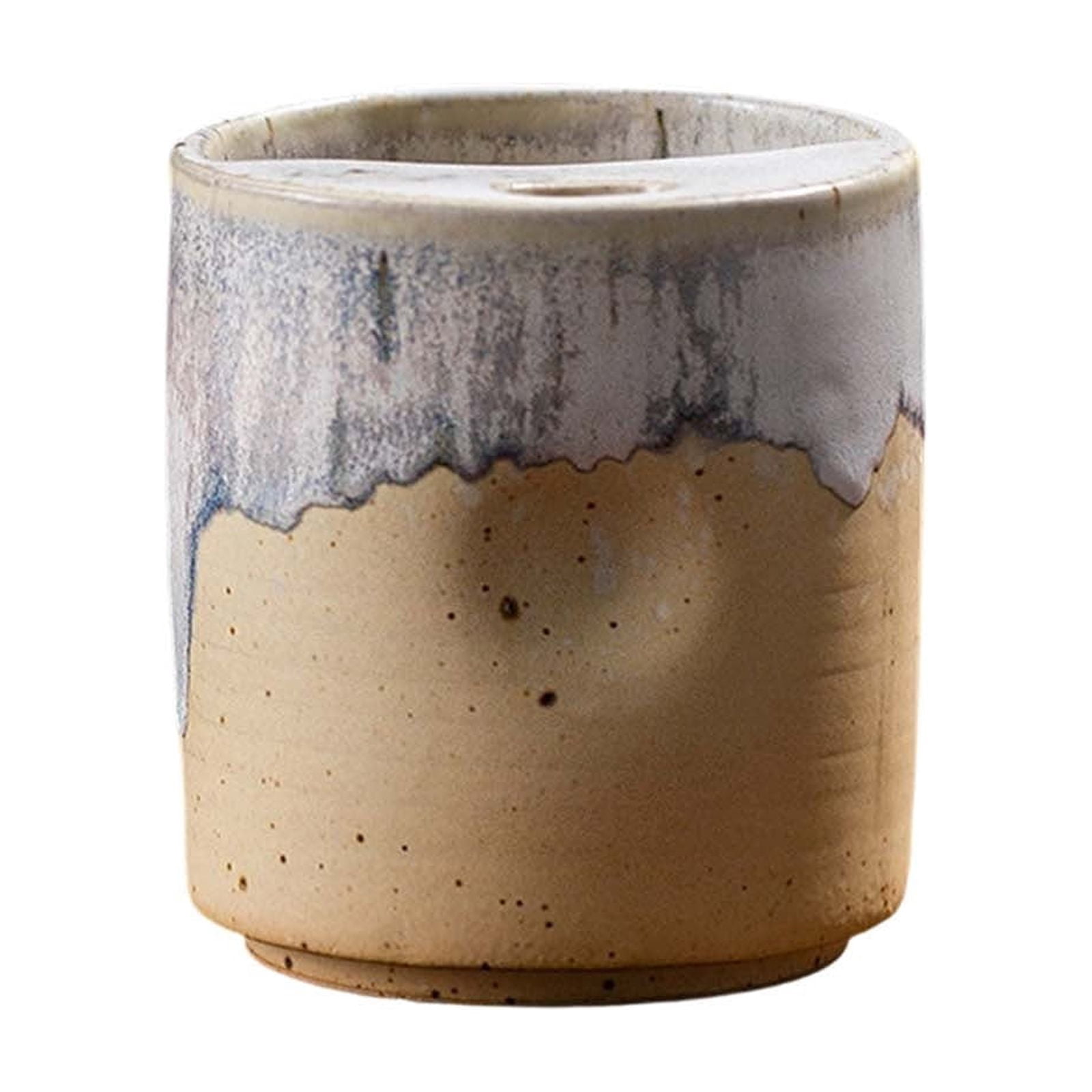 QIUXUJ-1pc Retro Ceramic Espresso Cup with Straw, Vintage Style Thick Wall Porcelain Coffee Mug, Small Demitasse Cup for Home Kitchen Cafe Daily Coffee Drinking (Beige)
