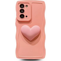 for Samsung Galaxy Note 20 Case 6.7", Cute Kawaii 3D Love Heart Aesthetic Curly Wavy Non-Slip Camera Cover Shockproof Soft Silicone Note 20 5G Phone Case for Women (Pink)
