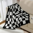 thumbnail image 1 of LAICAIW Checkered Throw Blanket，Checkered Blanket Throw Cute，Throw Blankets Checkerboard Grid Chessboard Gingham Warmer Comfort Plush Reversible Microfiber Cozy Decor for Home Bed Couch (Black, 28, 1 of 7