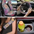 thumbnail image 2 of XYZCANDO Boho Florals 14 Pack Car Seat Covers Full Set Steering Wheel Cover Auto Center Console Pad Seat Belt Pads Headrest Covers Cup Coasters for Most Cars SUVs Sedans, 2 of 7