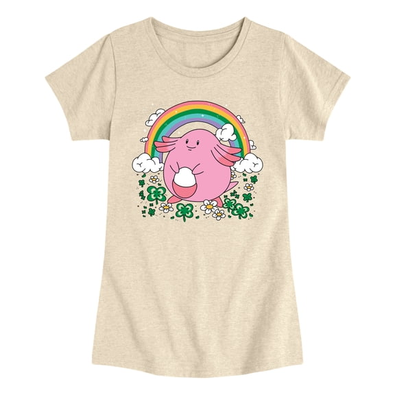 Pokémon - Chansey St. Patty's - Youth Girls Fitted Short Sleeve T-Shirt
