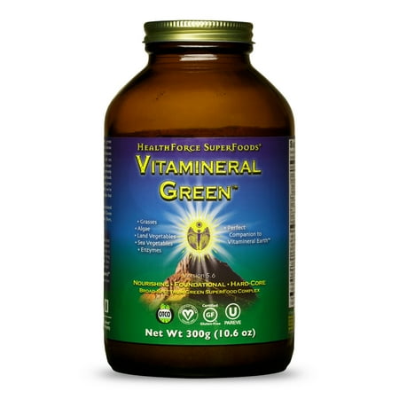 HealthForce SuperFoods Vitamineral Green - Mineral Supplement for Immune & Thyroid Support - Green Powder Supplement with Ingredients from the Land - Gluten-Free & Vegan - 300 Grams