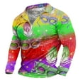 thumbnail image 4 of Bainana Pullover Zip Up Carnival Shirt For Men Color Block Sequin Print Fashion Tops Long Sleeve Lapel Collar Men'S Mardi Gras T-Shirt Red Size Xl, 4 of 4
