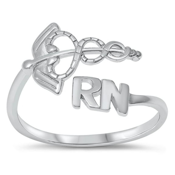 Caduceus RN Registered Nurse Spoon Ring .925 Sterling Silver Band Jewelry Female Male Unisex Size 6