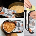 thumbnail image 5 of Yayeee Oven Mitts and Pot Holder Set of 2 Heat Resistant Kitchen Gloves Baking Hot Pad, Gray Snow Houses, 5 of 5