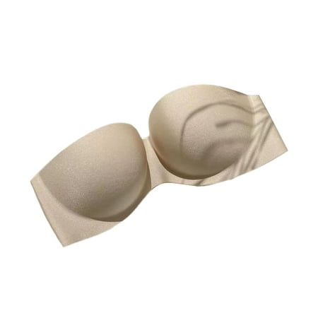 

fanshao Gathered Invisible Strapless Bra Women Wire Free Push Up Seamless Brassiere for Daily Wear