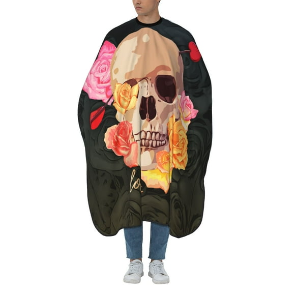 ZICANCN Hair Cutting Cape for Adults, Skeleton Love Rose Print Cape Salon Barber Cape for Hair Stylist Shampoo Capes Waterproof 55x66 IN