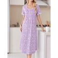 thumbnail image 3 of KISSGAL Nightgowns for Women Button Front Henley Neck House Dress Short Sleeve Soft Pajamas Dress Sleepwear, 3 of 8