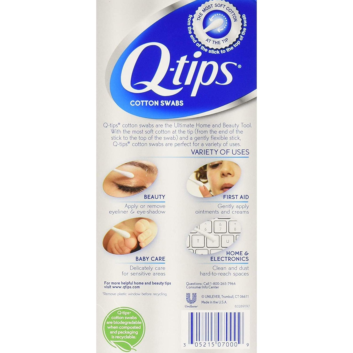 QTips Cotton Swabs 170 Count (2 Pack) by QTips