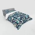 thumbnail image 3 of Nautical Duvet Cover Set, Traditional Oriental Style Ocean Waves Pattern Foam and Splashes Print, Bedding Set with Shams and Fitted Sheet, 3 Sizes, by Ambesonne, 3 of 3
