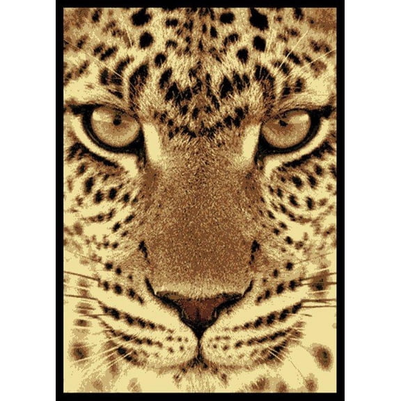 United Weavers Legends Area Rug 910-02750 Leopard Face Black Leopard Cheetah 5' 3" x 7' 2" Rectangle
