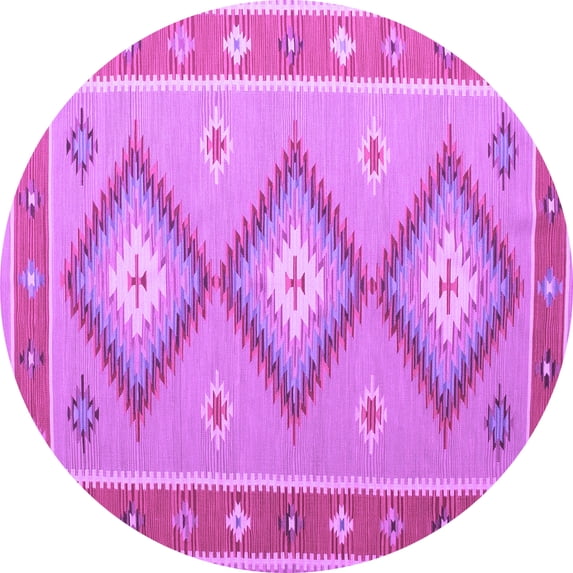 Ahgly Company Indoor Round Oriental Purple Traditional Area Rugs, 6' Round