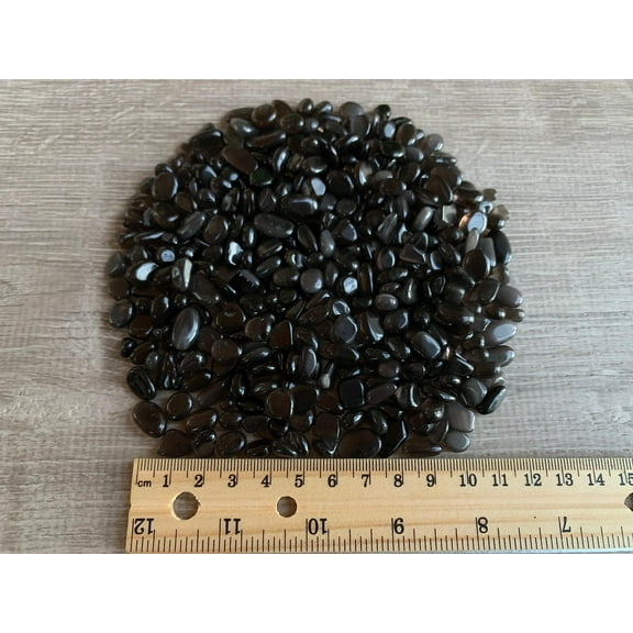 WHOLESALE Natural Black Obsidian Semi Tumbled Gemstone Chips ( 2 oz / 0.125 lb )
