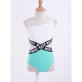 thumbnail image 5 of vastwit Girls One Piece Swimsuits Single Shoulder Swimwear Summer Beach Hawaiian Bathing Suits Mint Green 16, 5 of 7