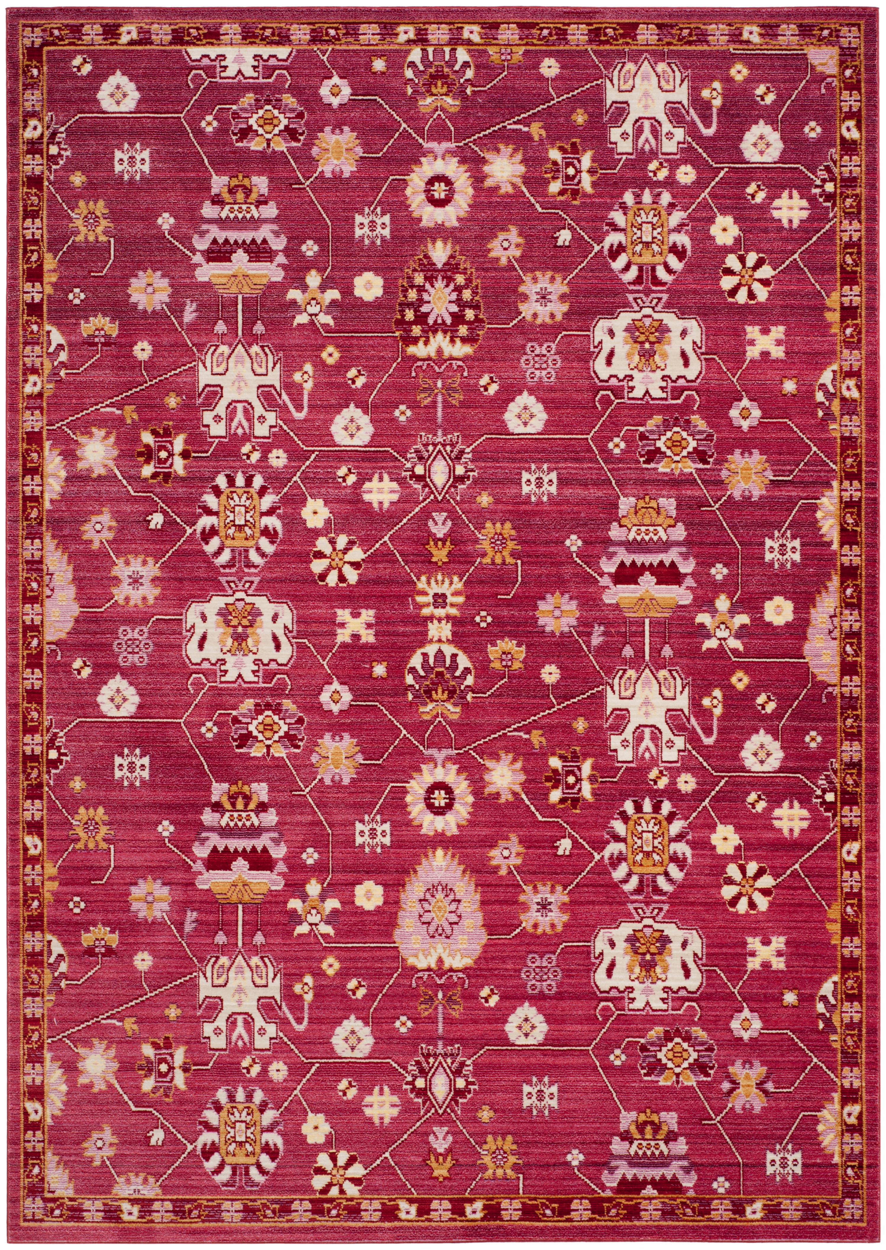 SAFAVIEH Valencia Gemma Abstract Polyester Area Rug, Fuchsia/Multi, 5' x 8'