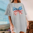 thumbnail image 2 of Womens T Shirt 4th of July Bow Graphic Patriotic Short Sleeve Independence Day Casual Fashion Clothing Light Gray XL, 2 of 5