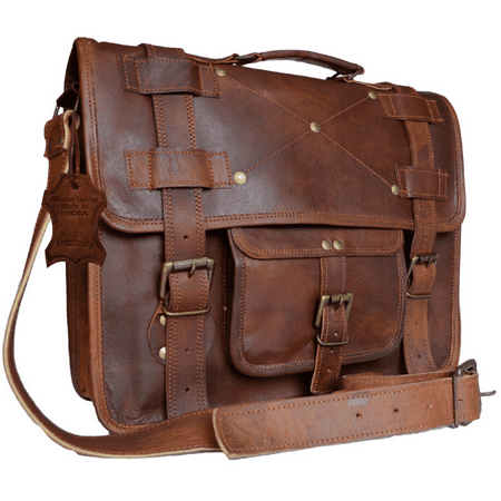 Madosh Genuine Leather Office Briefcase Men's laptop handbags Brown Messenger Bags