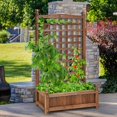 thumbnail image 3 of Costway Solid Wood Planter Box with Trellis Weather-Resistant Outdoor 25''x11''x48'', 3 of 10