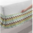 thumbnail image 2 of Chevron Bed Skirt, Pixel Shaped Zigzag Stripes with Distressed Look Geometric Waves, Elastic Bedskirt Dust Ruffle Wrap Around for Bedding Decor, 4 Sizes, Olive Green Seafoam, by Ambesonne, 2 of 2