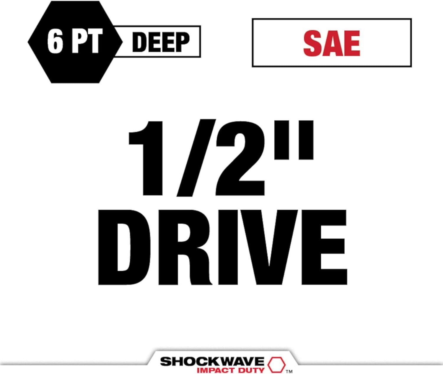 Milwaukee Tool SHOCKWAVE Impact Duty 1/2"Drive 3/8" Deep 6 Point Socket