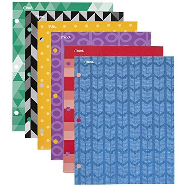 mead commodity fashion 2pocket folder, design will vary, 6 pack
