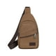 thumbnail image 2 of Canvas Sling Bag Crossbody Backpack | Shoulder Rucksack for Travel, Hiking, Cycling | Multi-Layer Organizer | Adjustable Strap, Breathable Back | Polyester Canvas | Army Green, Coffee | 30x17x5cm |, 2 of 6