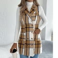 thumbnail image 5 of Pounoo Flannel Plaid Vest for Womens Lapel Button Down Sleeveless Blazer Jackets with Pockets Fall Winter Clothes Gift, 5 of 8
