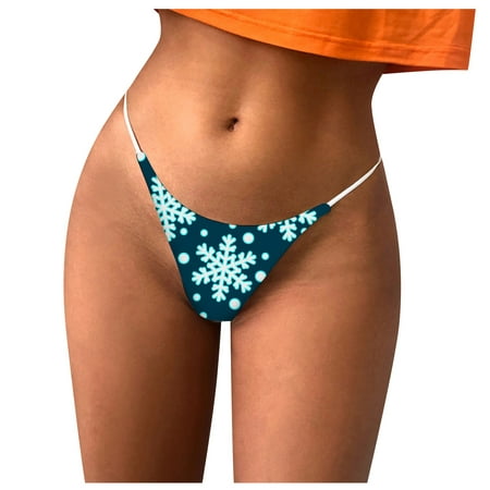 

Knosfe Low Rise Underwear for Women Christmas Print T-Back Thong Seamless Plus Size Panties M