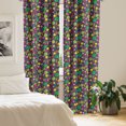 thumbnail image 2 of Vegetables Curtains 2 Panels Set, Colorful Cartoon Pattern of Onion Carrot Broccoli Radish Cabbage Pepper, Window Drapes for Living Room Bedroom, 56"W X 63"L, Indigo Multicolor, by Ambesonne, 2 of 5